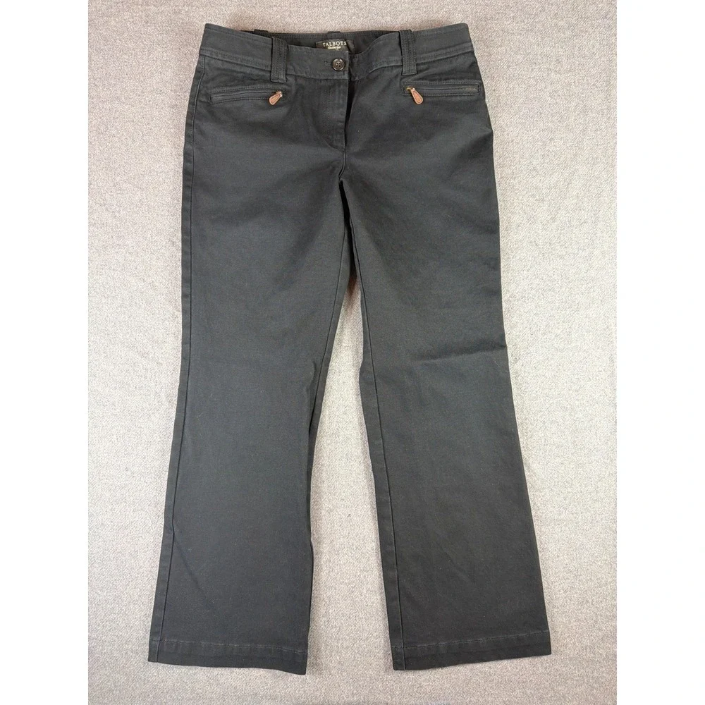 Talbots‎ Pants Women 8P Black Bootcut Mid Rise Chino Cotton Blend Casual Stretch